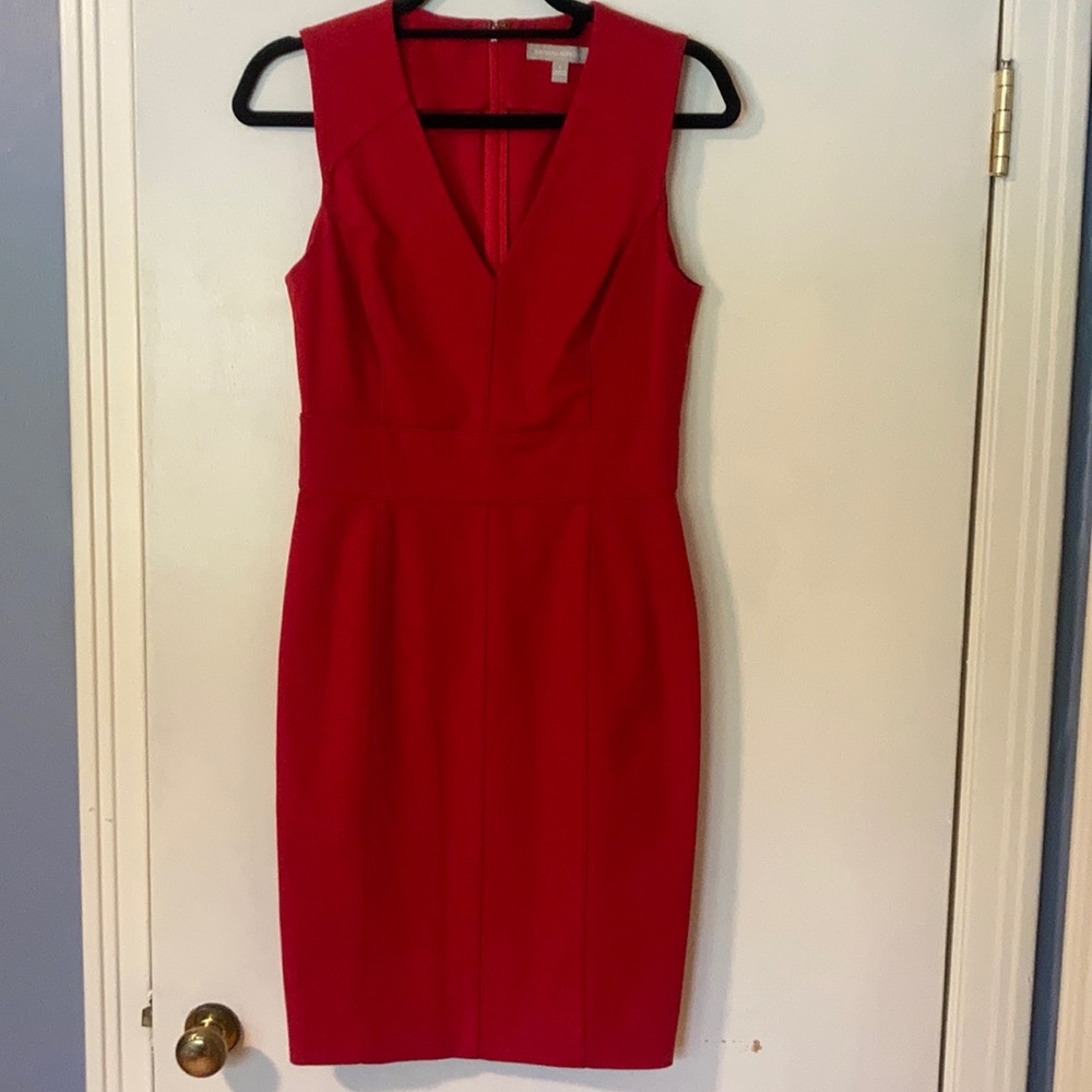 Red sheath dress